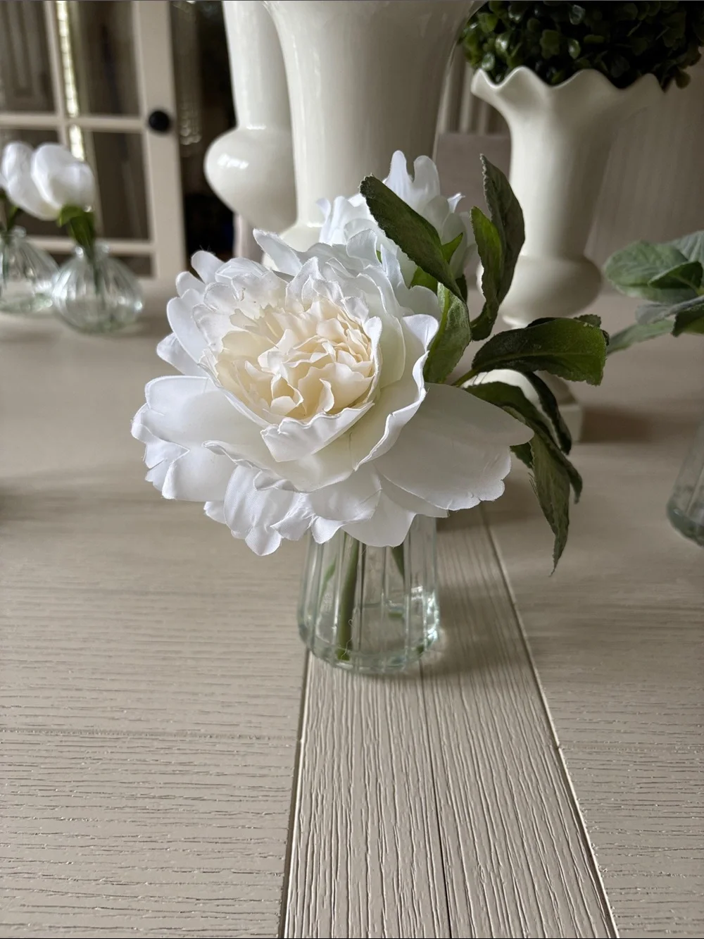 Vase with faux flowers NWOT